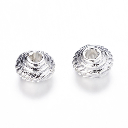 Alliage de perles d'entretoise de style tibétain, sans cadmium et sans plomb, Toupie, environ 5 mm de diamètre, épaisseur de 3mm, Trou: 1mm