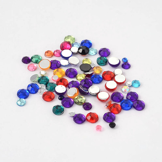 Facetté demi-ronde imitation cabochons strass acrylique en strings, 2~4x1~1.5mm