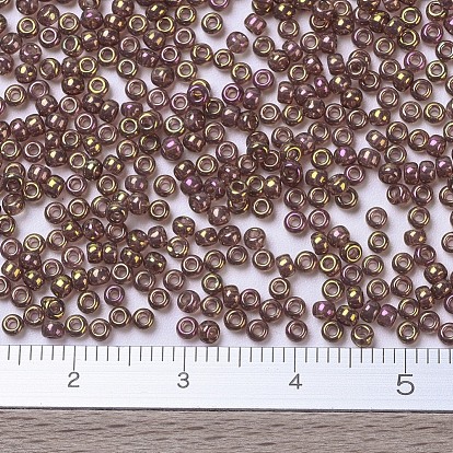 MIYUKI Round Rocailles Beads, Japanese Seed Beads, Rainbow Gold Luster
