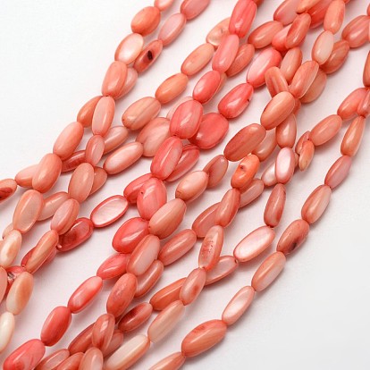 Dyed Oval Natural Freshwater Shell Beads Strands, 9~11x5~7x4~6mm, Hole: 1mm, about 39pcs/strand, 14.9 inch