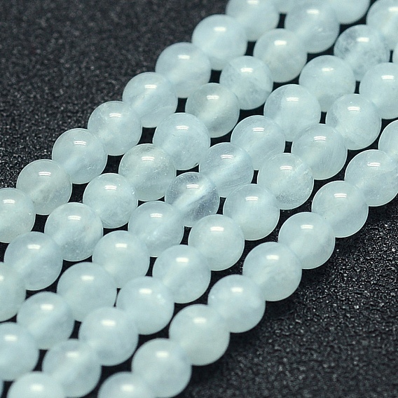 Natural Aquamarine Beads Strands, Grade A, Round