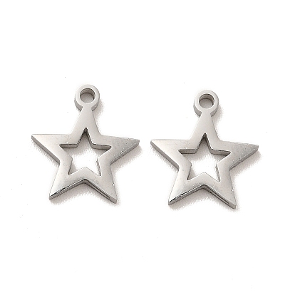 Ion Plating(IP) 304 Stainless Steel Charms, Hollow Star
