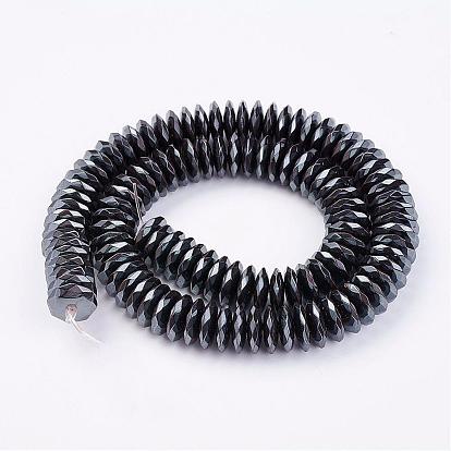 Non-magnetic Synthetic Hematite Beads Strands, Faceted, Rondelle
