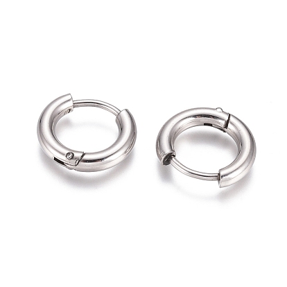 Ion Plating(IP) 304 Stainless Steel Huggie Hoop Earrings, with 316 Surgical Stainless Steel Pin, Ring