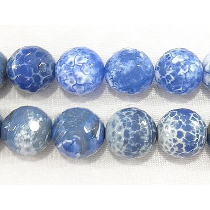 Faceted Natural Agate Beads Strands, Round, Grade A