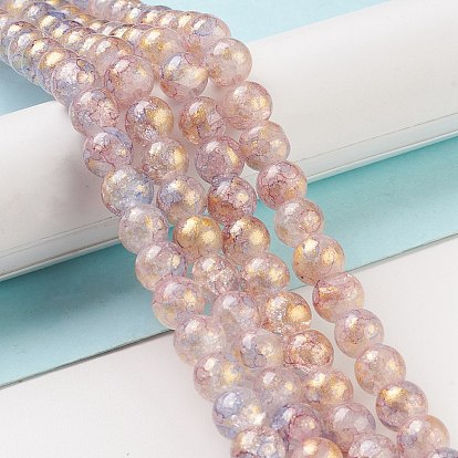 Cuisson peint verre craquelé brins de perles, avec de la poudre d'or, ronde