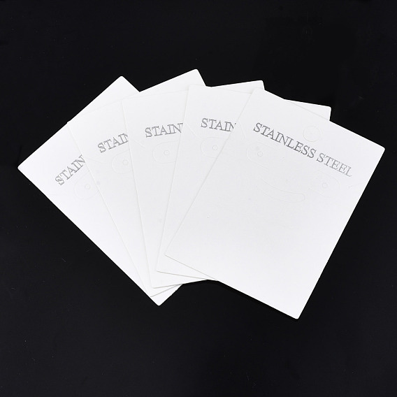 Cartes d'affichage de clou d'oreille en carton, rectangle avec mot acier inoxydable