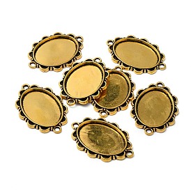 Tibetan Style Alloy Cabochon Connector Settings, Oval, Cadmium Free & Lead Free
