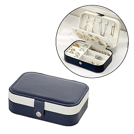 Rectangle PU Leather Jewelry Set Organizer Box with Snap Button, Portable Travel Jewelry Case for Earrings, Rings, Necklaces