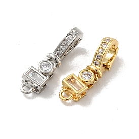 Brass Micro Pave Clear Cubic Zirconia Fold Over Clasps, Cadmium Free & Nickel Free & Lead Free