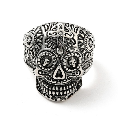 316 череп из нержавеющей стали с перекрещенным кольцом на пальце, готические украшения для женщин, Хэллоуин тема