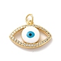 Rack Plating Brass Micro Pave Cubic Zirconia Pendants, with Enamel, Real 18K Gold Plated, Long-Lasting Plated, Lead Free & Cadmium Free, Eye with Evil Eye
