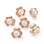 Brass Charms, with Acrylic Imitation Pearl, Flower
