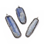 Pendentifs en quartz de cyanite naturelle / cyanite / disthène, charmes ovales, avec des accessoires en laiton et étain argentés antiques