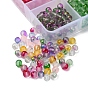 8 Style Frosted Spray Painted Glass Beads Strands, with Golden Foil, Round