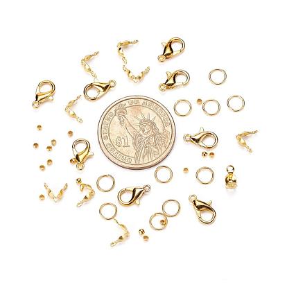DIY Jewelry Making Finding Kit, Including Zinc Alloy Lobster Claw & Parrot Trigger Clasps, Iron Bead Tips, Brass Jump Rings & Crimp Beads, Cadmium Free & Lead Free