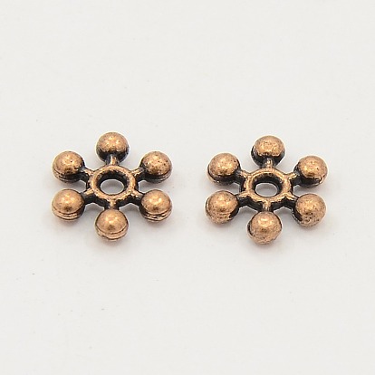 Mixed Tibetan Style Alloy Snowflake Spacer Beads, 8.5x2.5mm, Hole: 1.5mm, about 1040pcs/200g