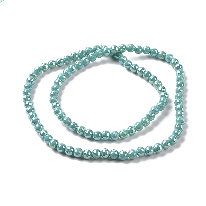 Galvanoplastie opaques couleur unie perles de verre brins, de couleur plaquée ab , à facettes (96 facettes), ronde