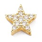 Brass Micro Pave Clear Cubic Zirconia Slide Charms, Star