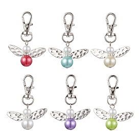 Glass Pearl Beads with Alloy Pendants, Angel