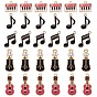 30Pcs 5 Style Light Gold Plated Music Theme Alloy Enamel Pendants, Electronic Organ & Eighth note & Sixteenth note & Violin & Guitar Shape