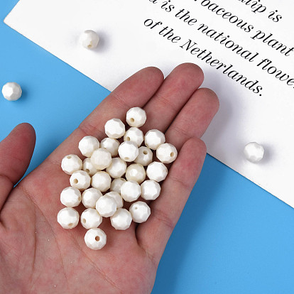 Perles acryliques opaques, facette, teint, ronde