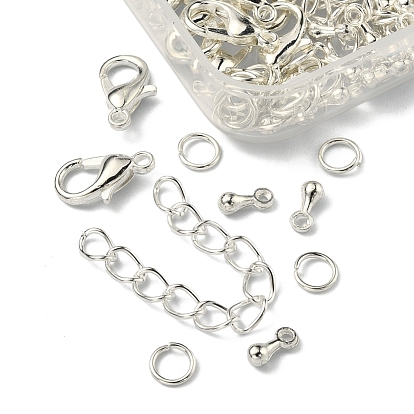 Kit de fabricación de cadena de extremo de bricolaje, incluyendo amuletos y cierres de aleación, extremos de hierro cadenas y anillos de salto