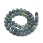 Natural Moss Agate Beads Strands, Frosted, Round