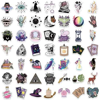Halloween Waterproof PVC Plastic Sticker Labels, Self-adhesion, for Suitcase, Skateboard, Refrigerator, Helmet, Mobile Phone Shell, Witch Themed Pattern