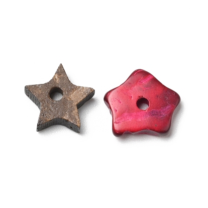 Dyed Natural Coconut Star Beads