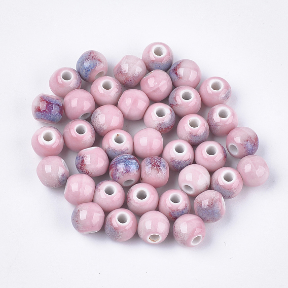 Perles en porcelaine manuelles, fantaisie porcelaine émaillée antique, ronde