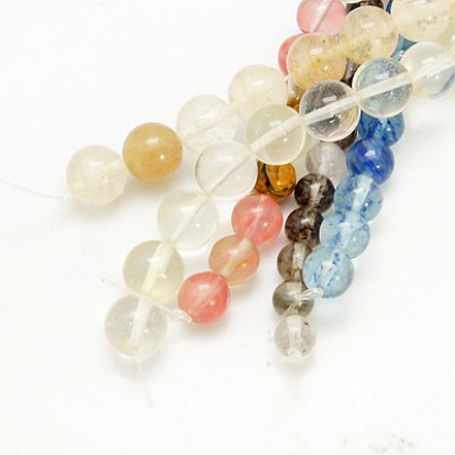 Perles de verre pastèque en pierre brins, ronde, Trou: 1mm