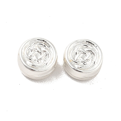 Rack Plating Alloy Beads, Long-Lasting Plated, Cadmium Free & Lead Free, Flat Round with Flower