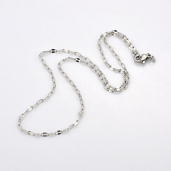304 Stainless Steel Dapped Cable Chain Necklaces for Men, 17.7 inch(450mm)