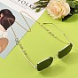 304 Stainless Steel Eyeglasses Chains, Neck Strap for Eyeglasses, with Natural Assorted Gemstone, Lobster Claw Clasps and Rubber Loop Ends, Golden