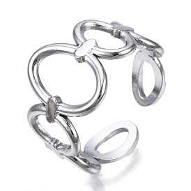 304 anneau de manchette ouvert ovale en acier inoxydable, anneau épais creux pour les femmes