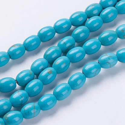 Perles synthétiques turquoise brins, riz, teint
