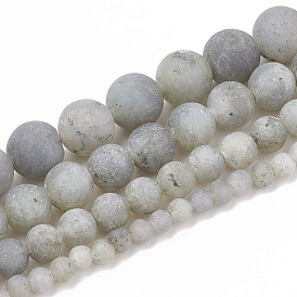 Natural Labradorite Beads Strands, Frosted, Round