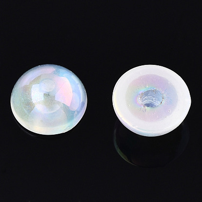 Electroplated ABS Plastic Imitation Pearl Beads, Half Round, Half Drilled