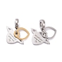 304 Stainless Steel European Dangle Charms, Large Hole Pendants, Heart with Word Spread your Wings and Fly