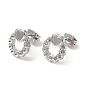 304 Stainless Steel Stud Earring Findings, Earring Settings for Rhinestone, Ring with Heart