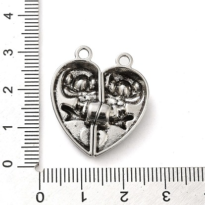 Cierres magnéticos de esmalte de aleación de estilo tibetano., corazón con el cráneo, plata antigua