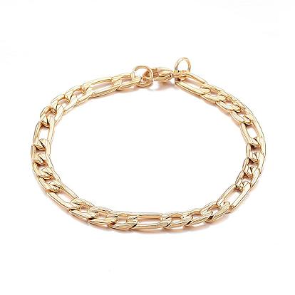 304 Stainless Steel Bracelets, Figaro Chains, with Lobster Clasp