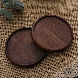 Black Walnut Wood Cup Mats, Round Coaster with Tray