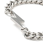 201 Stainless Steel Lighting Bolt Link Bracelet with Curb Chains for Women