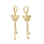 Clear Cubic Zirconia Butterfly Dangle Hoop Earrings, Brass Chain Tassel Drop Earrings for Women