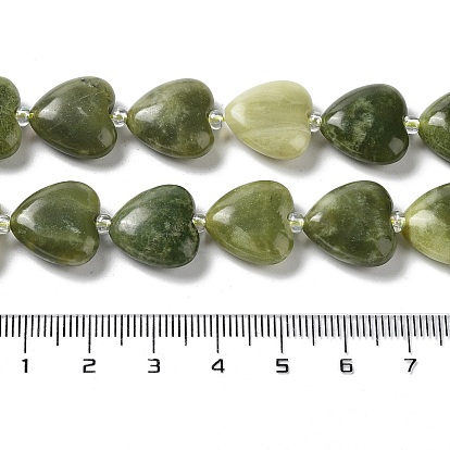Hilos de jade xinyi natural / cuentas de jade del sur chino, con granos de la semilla, corazón