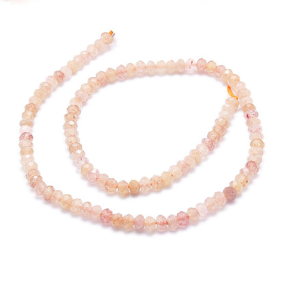 Perlas de cuarzo natural de fresa hebras, facetados, Rondana plana