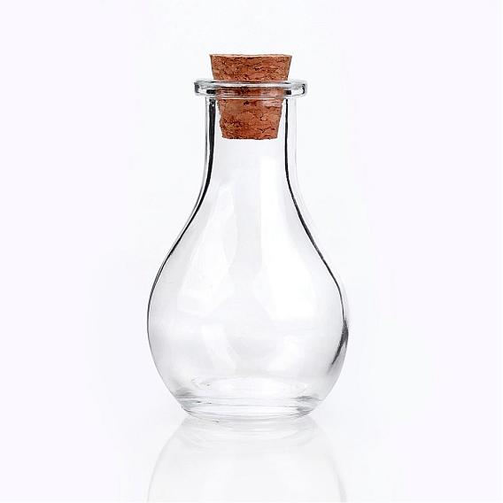 Botella de vidrio para recipientes de cuentas, con tapón de corcho, deseando botella, Claro, 4.9x8.8 cm, agujero: 15 mm