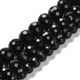 Naturelles tourmaline noire brins de perles, ronde à facettes